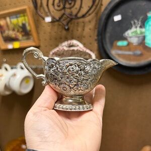 Floral Silver Creamer